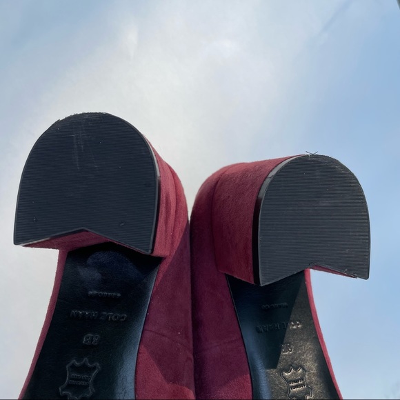 Cole Haan Eliree Pump 55mm Block Heel Burgundy Wine Suede Leather Sole Size 8 - Picture 8 of 15